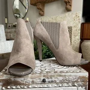 Calvin Klein Shoes Calvin Klein Neive Suede Open Toe Booties Poshmark